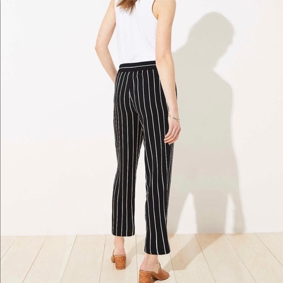 LOFT Striped flowy pants with drawstring waist L - Picture 3 of 5